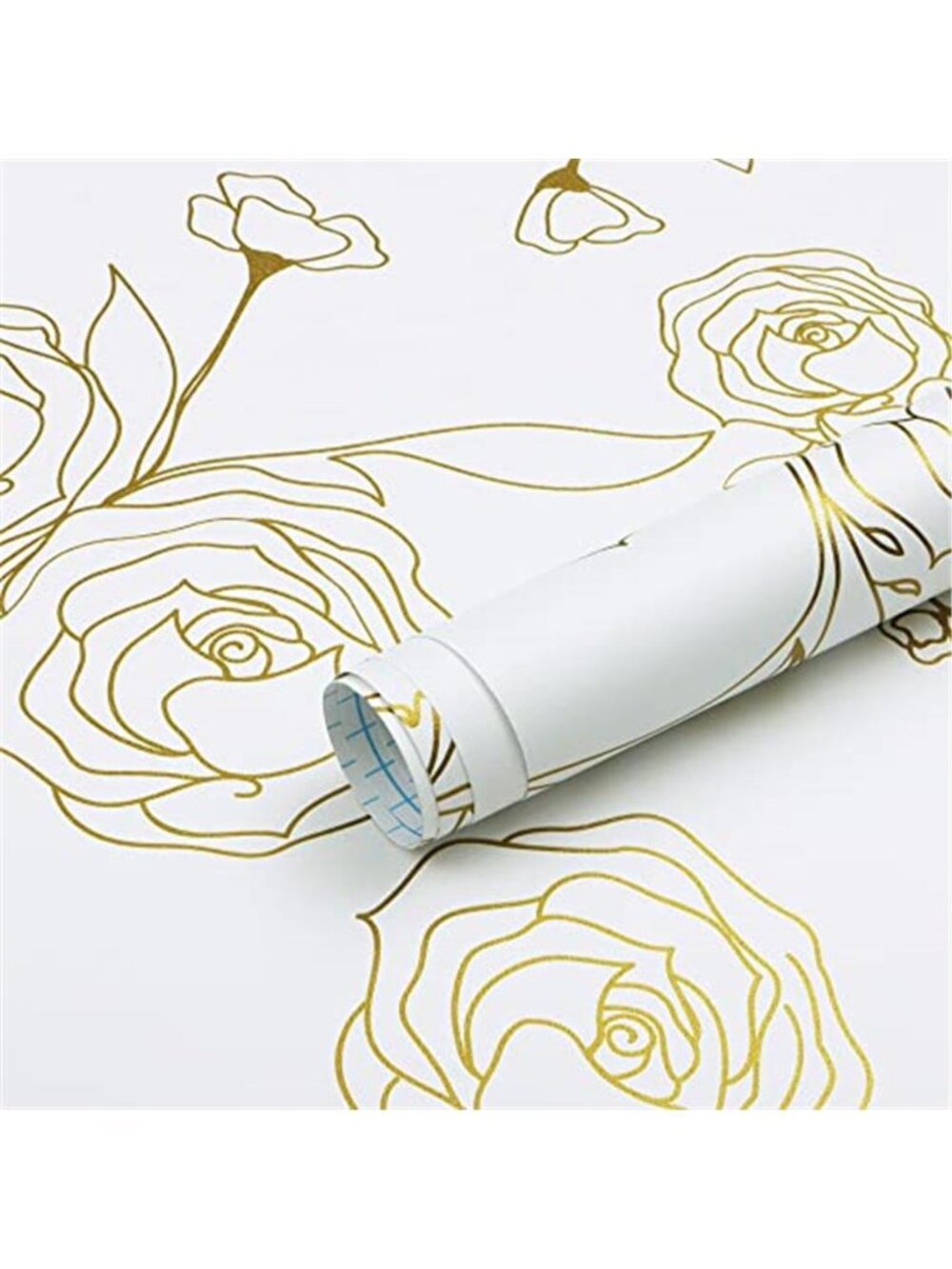 118"x17.3" Peel and Stick Wallpaper Gold and White Contact Paper Rose Floral